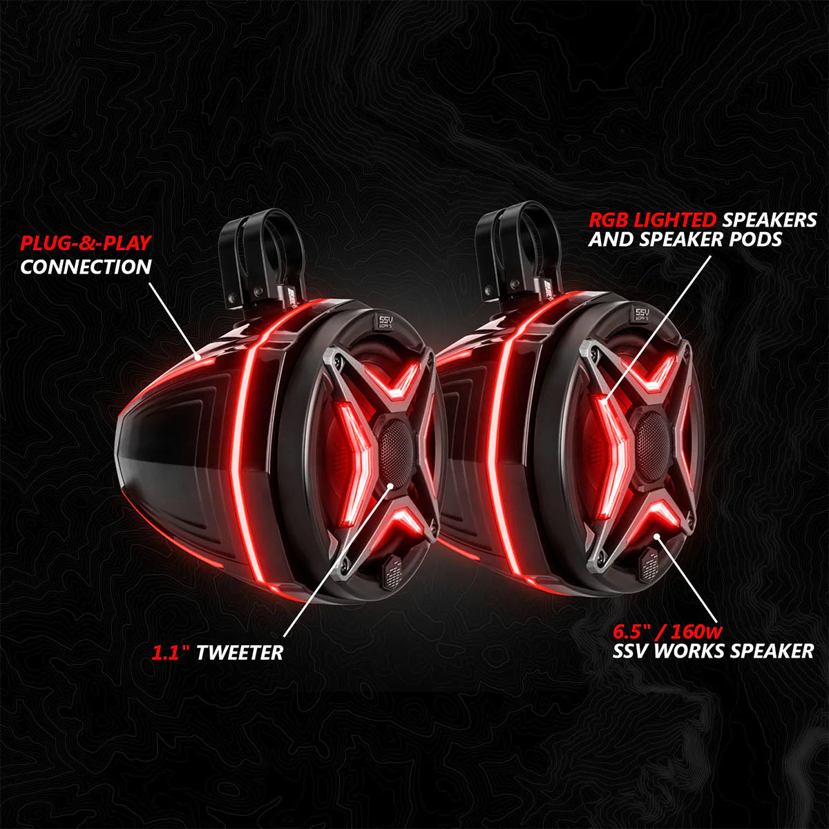 SSV Works Phase-5 V-Spec 1650watt 6-Speaker System fo Can-Am Maverick R