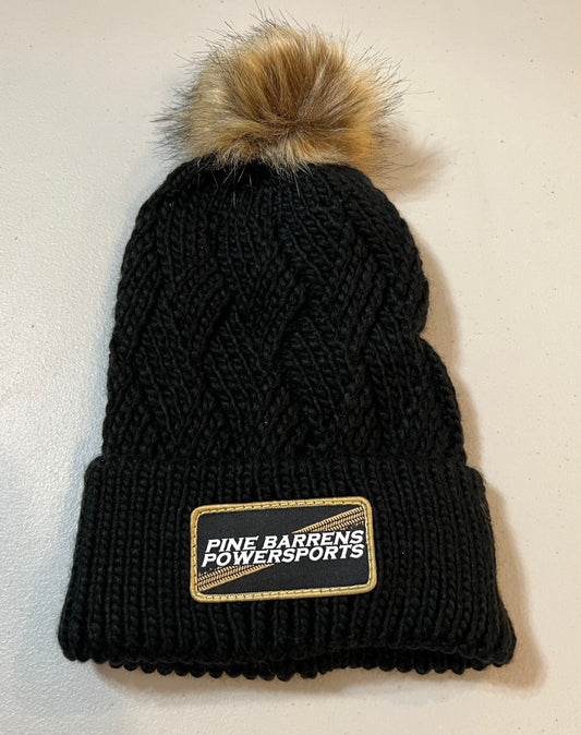 Pine Barrens Powersports O.G Black Knit Pom-Pom Beanie