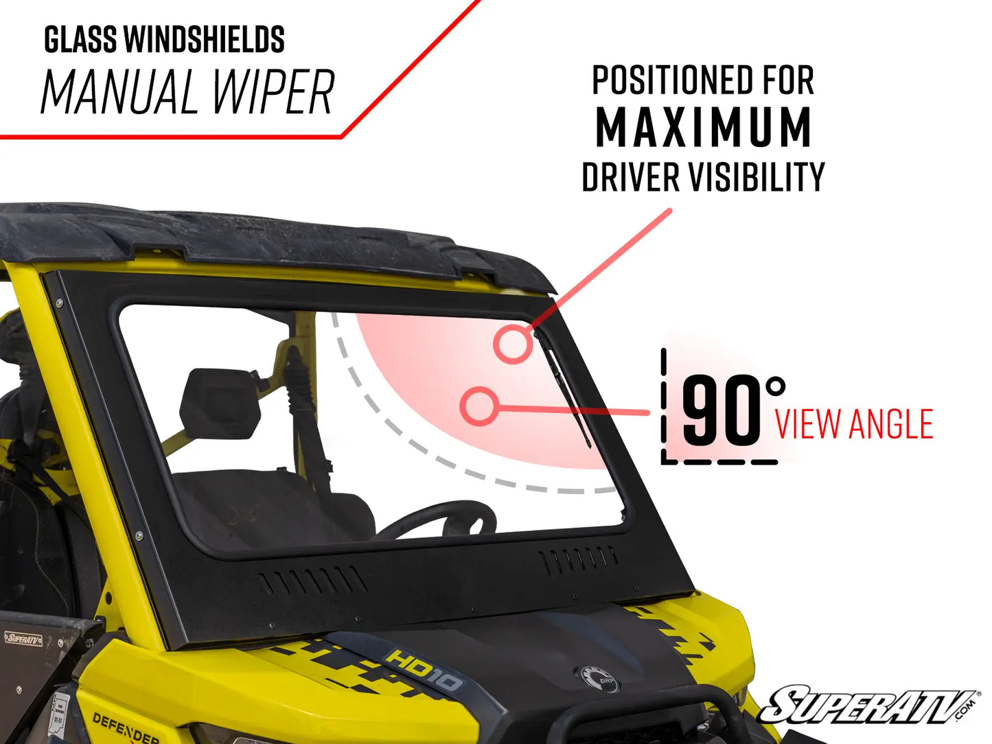 SuperATV Glass Windshield - Can Am Defender