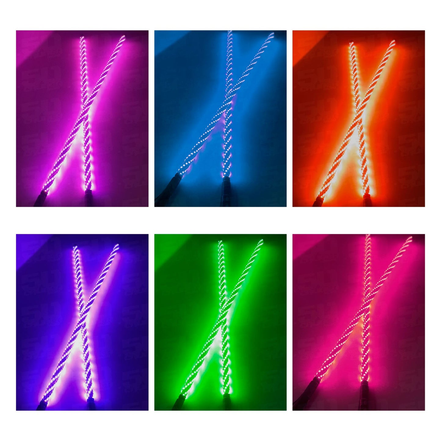 50 Caliber Racing LED Whips W/ Bluetooth App Control (Pair)