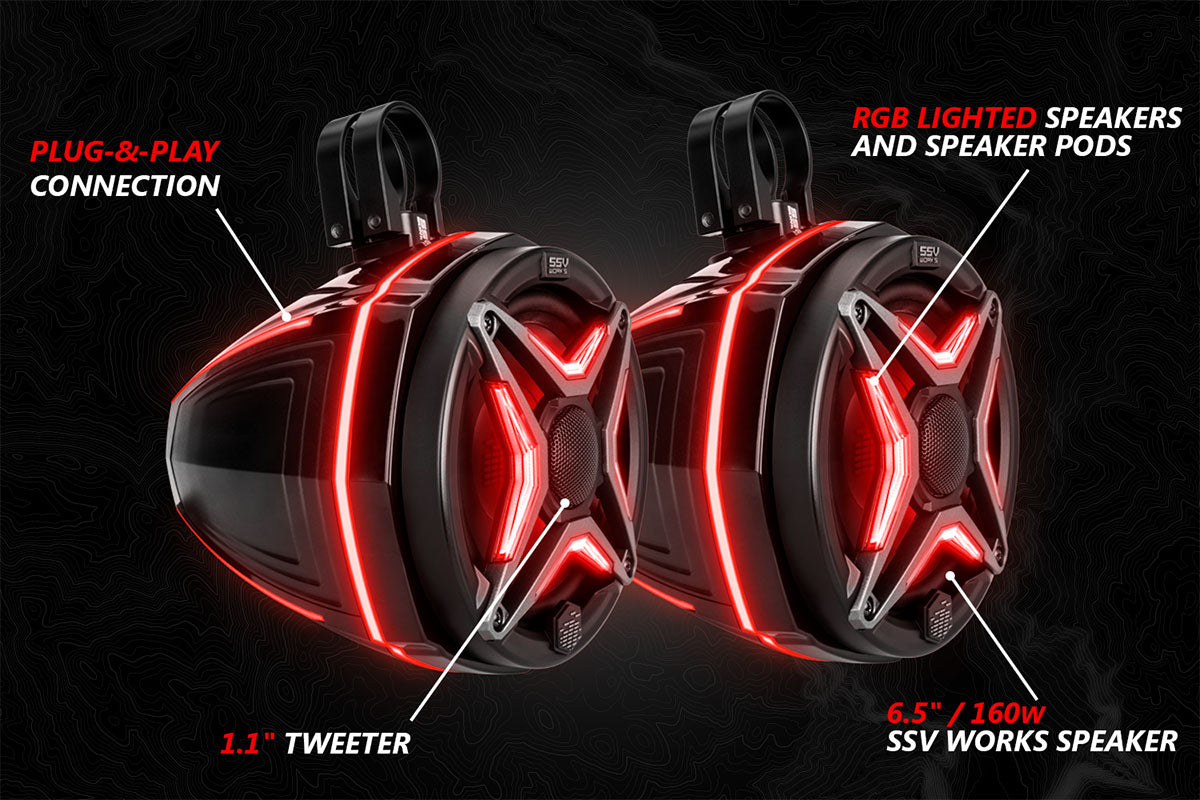 SSV Works 2020-2024 Polaris RZR Pro Lighted 5-Speaker Plug-&-Play System w/JVC