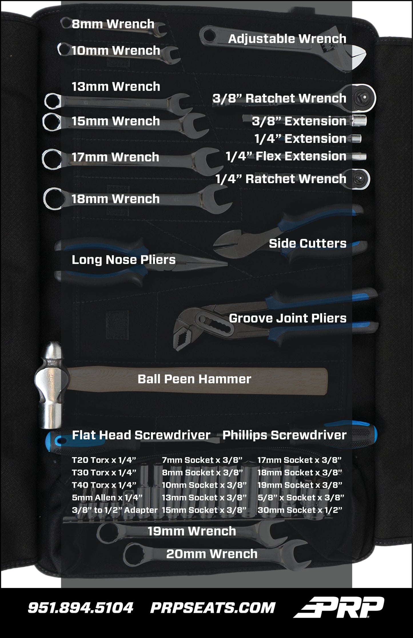 PRP 35pc Roll-up Tool Kit for Can-Am SXS