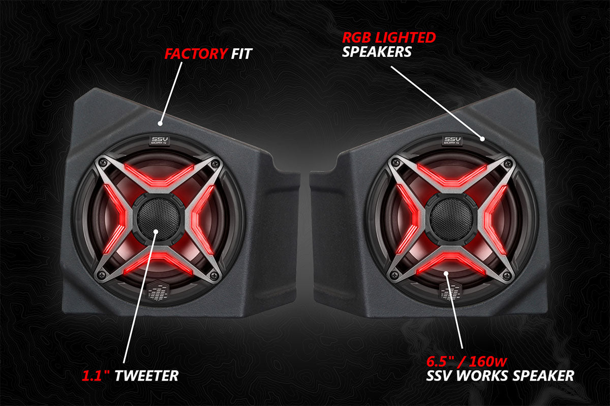SSV Works 2020-2024 Kawasaki KRX1000 2-Seater Lighted 3-Speaker Audio-Kit w/JVC