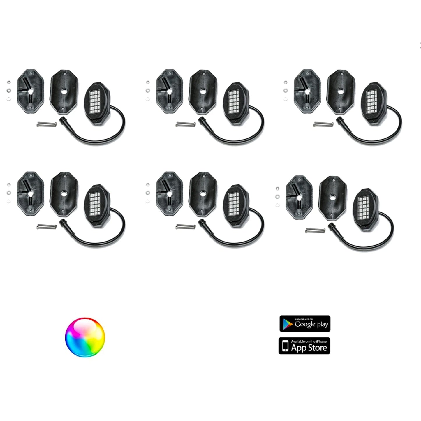 5150 Whips 187 Style Rock Lights w/ Controller