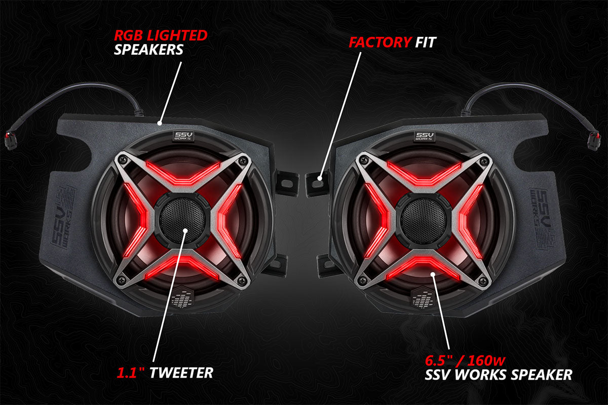 SSV Works 2014-2024 Polaris RZR Lighted 5-Speaker Plug-&-Play Kit for Ride Command