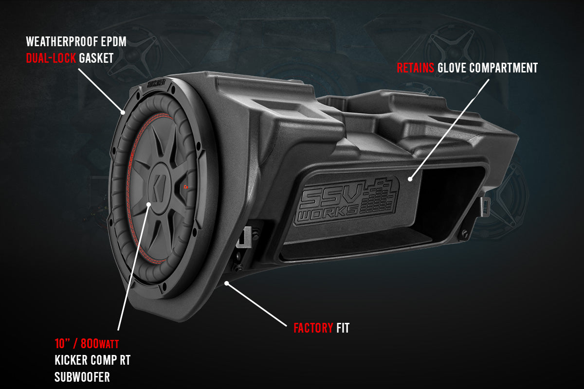 SSV Works Polaris RZR Glove-Box 10in Subwoofer Enclosure