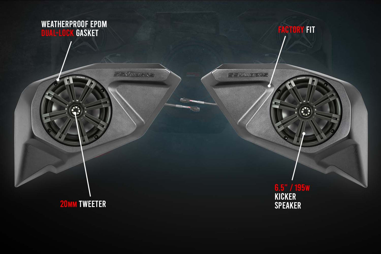 SSV Works 2020-2024 Polaris RZR Pro Rear-Door 6.5in Add-On Speaker-Pods