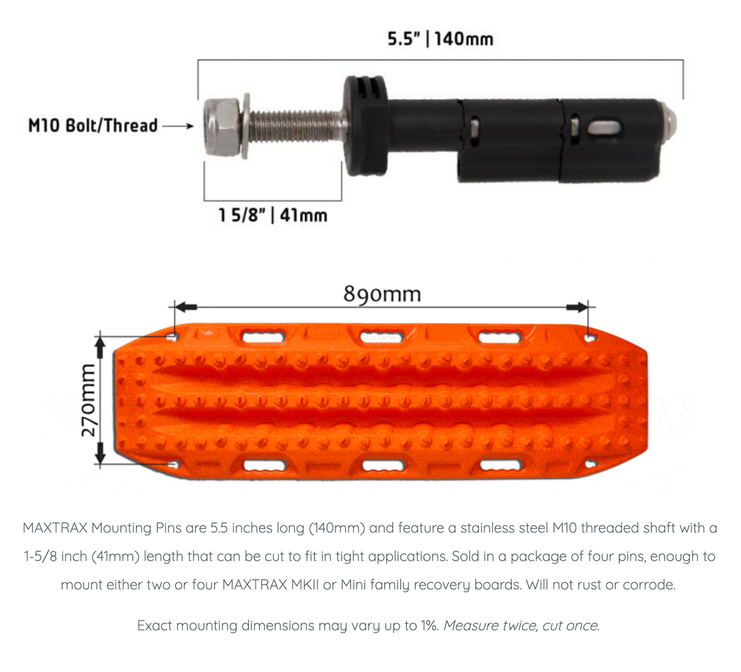 MAXTRAX MKII Mounting Pins (40MM)