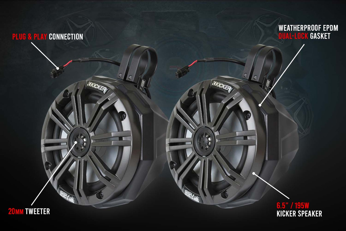 SSV Works 2020-2024 Polaris RZR Pro Kicker 5-Speaker Plug-&-Play System