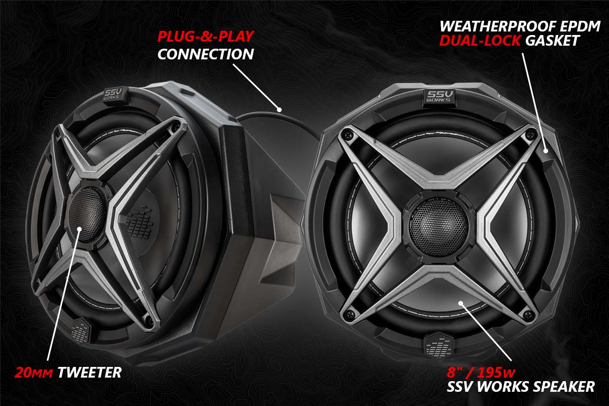 SSV Works 2017-2024 Can-Am Maverick X3 Phase X 8-Speaker Plug-&-Play kit w/JVC