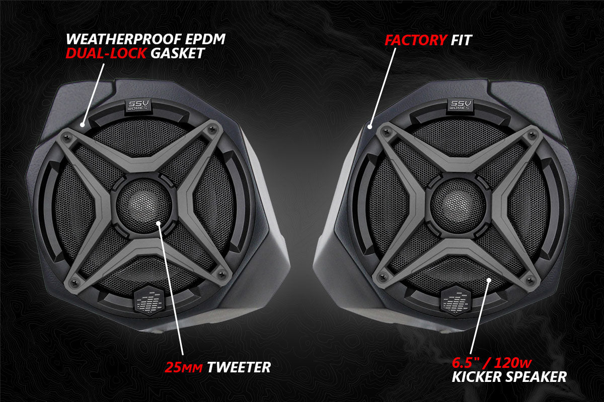 SSV Works 2017-2024 Can-Am Maverick X3 Phase X 8-Speaker Plug-&-Play kit w/JVC