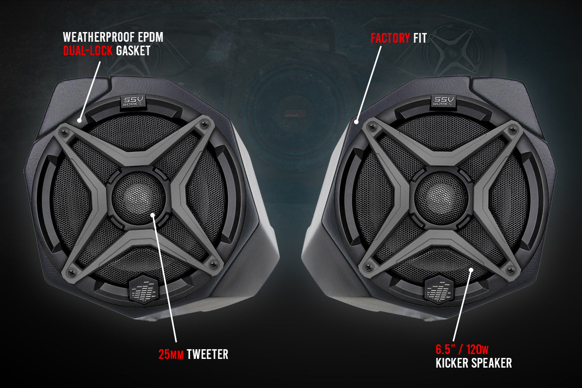 SSV Works 2017-2022 Can-Am Maverick X3 6.5" Front-Kick Speaker-Pods