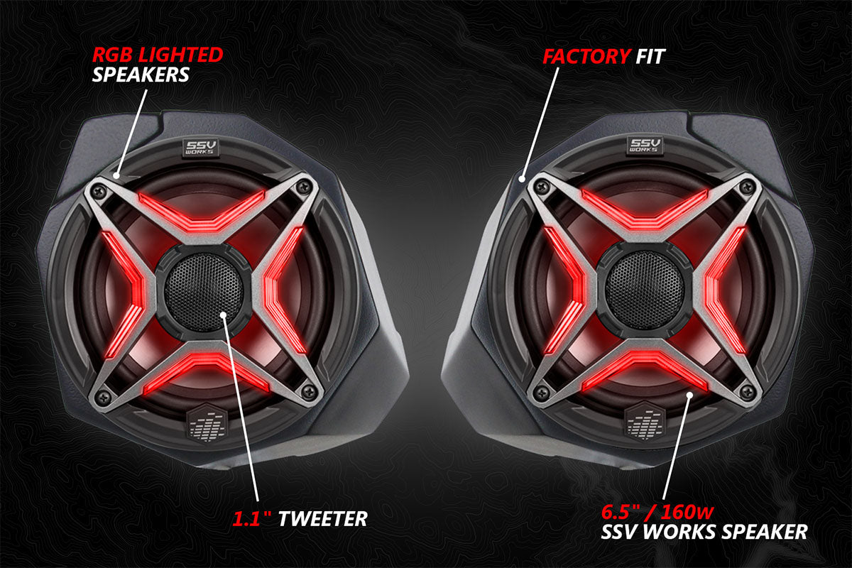 SSV Works 2017-2024 Can-Am Maverick X3 Lighted 3-Speaker Plug-and-Play System w/JVC