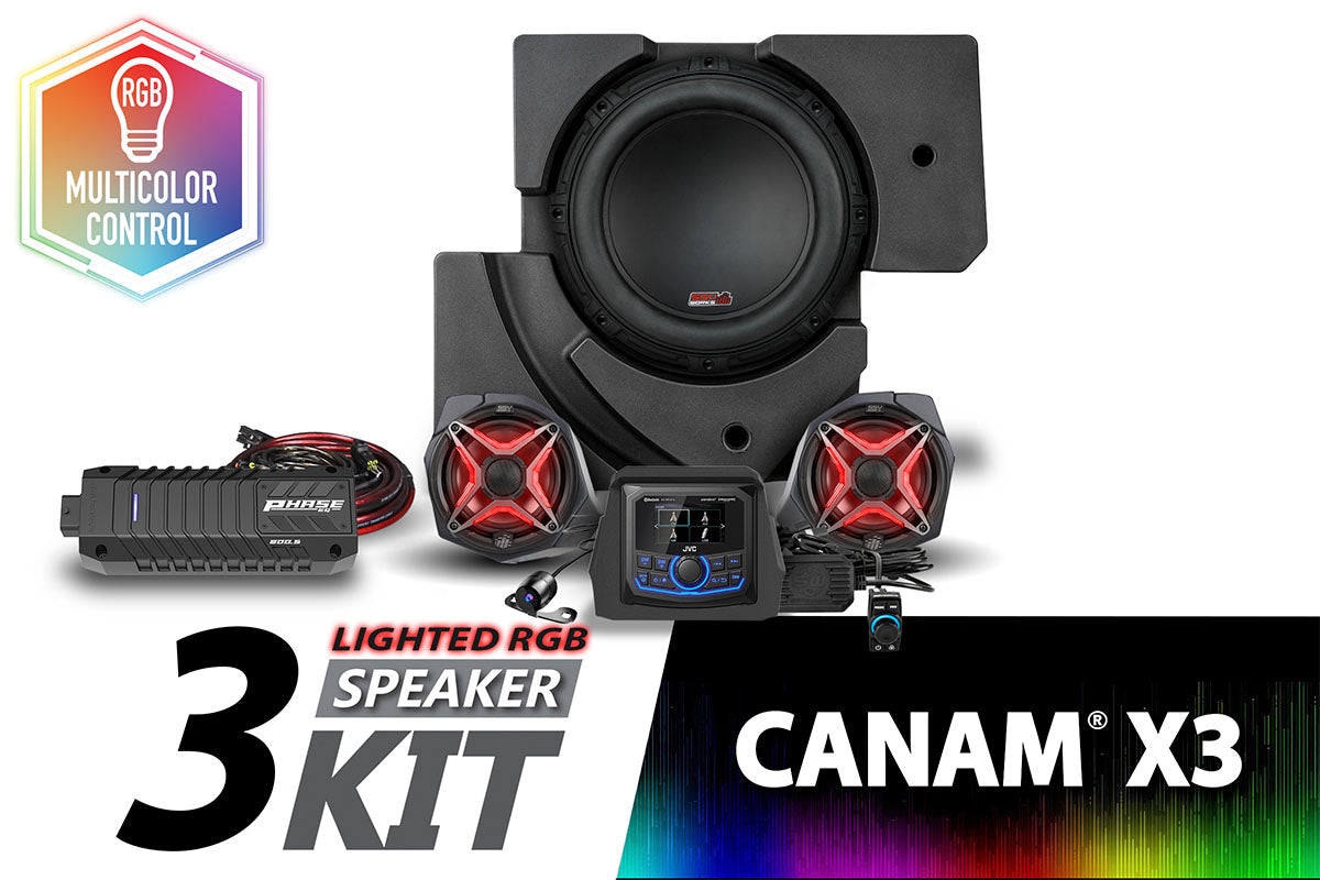 SSV Works 2017-2024 Can-Am Maverick X3 Lighted 3-Speaker Plug-and-Play System w/JVC