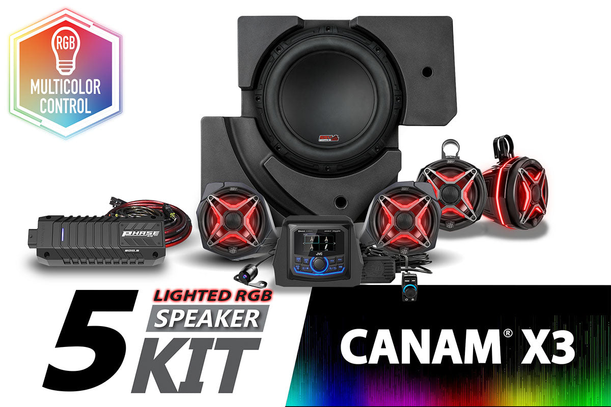 SSV Works 2017-2024 Can-Am Maverick X3 Lighted 5-Speaker Plug-and-Play System w/JVC