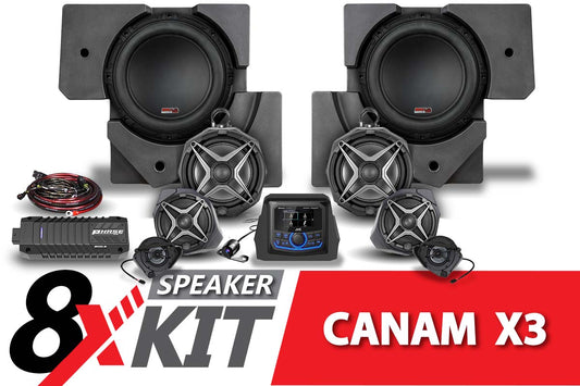 SSV Works 2017-2024 Can-Am Maverick X3 Phase X 8-Speaker Plug-&-Play kit w/JVC