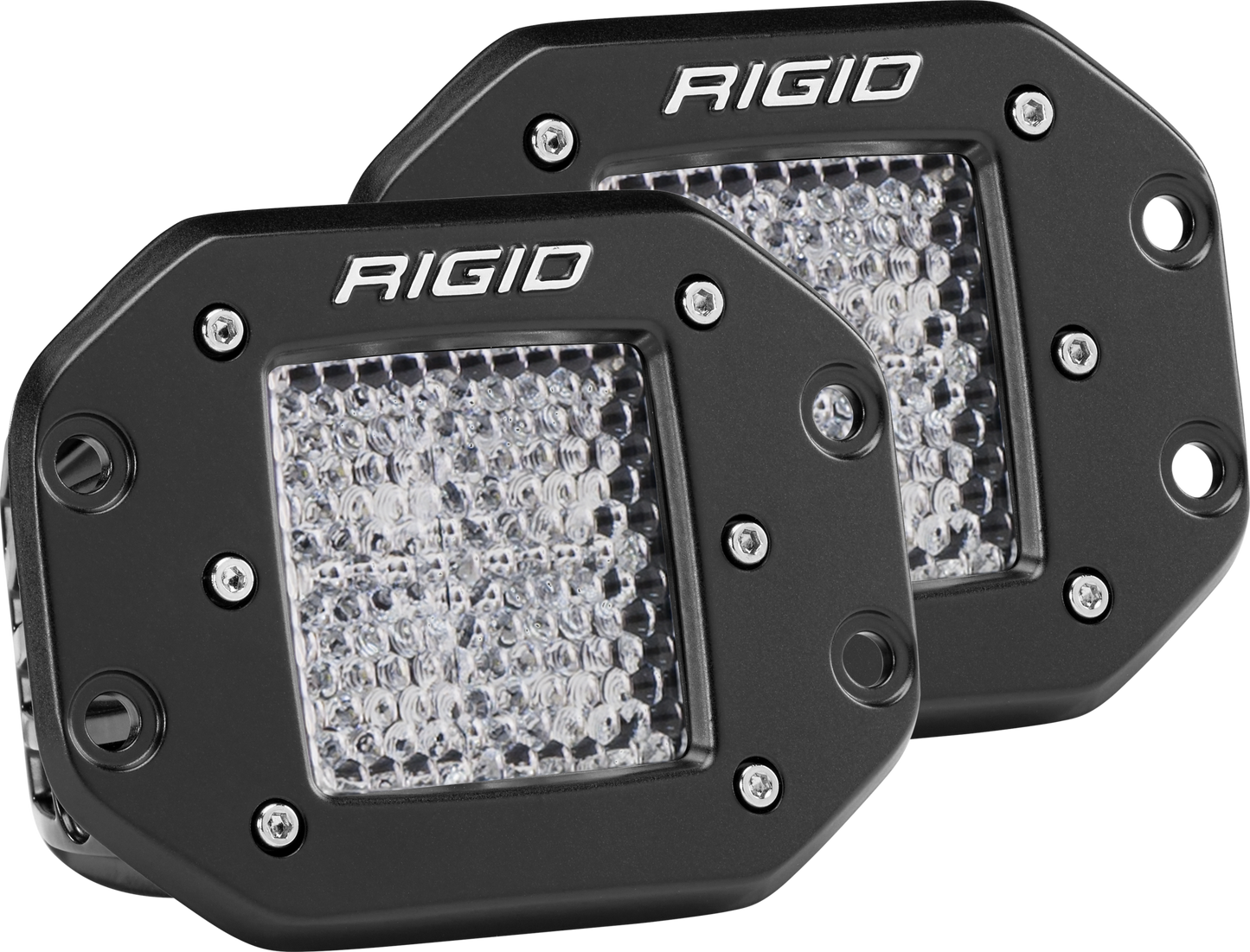 Rigid Industries Diffused Flush Mount Black Pair D-Series Pro 212513