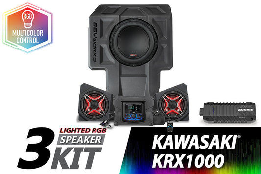 SSV Works 2020-2024 Kawasaki KRX1000 2-Seater Lighted 3-Speaker Audio-Kit w/JVC