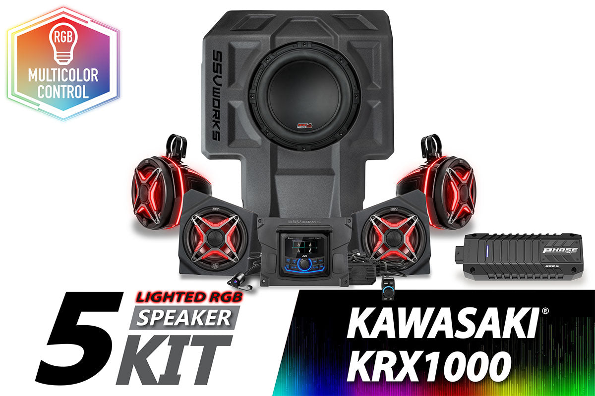 SSV Works 2020-2024 Kawasaki KRX1000 2-Seater Lighted 5-Speaker Audio-Kit w/JVC