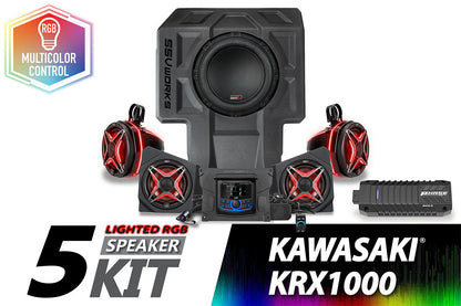 SSV Works 2020-2024 Kawasaki KRX1000 2-Seater Lighted 5-Speaker Audio-Kit w/JVC