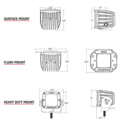 Rigid Industries Driving Surface Mount Pair D-Series Pro 502313