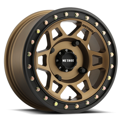 Method Race Wheels 15x7 MR405 Beadlock UTV 4x136 Offset +38 Bronze W/ Matte Black Ring