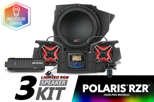 SSV Works 2014-2024 Polaris RZR Lighted 3-Speaker Plug-&-Play Kit with JVC