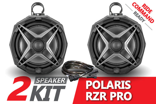 SSV Works 2021-2024 Polaris RZR Pro 8in Cage-Mounted Speaker Pods for Ride-Command
