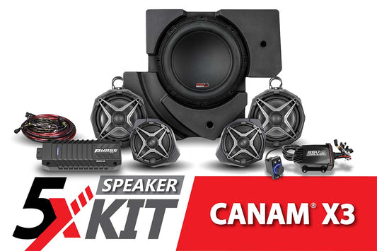 SSV Works 2017-2024 Can-Am Maverick X3 Complete Phase X 5-Speaker Plug-and-Play System